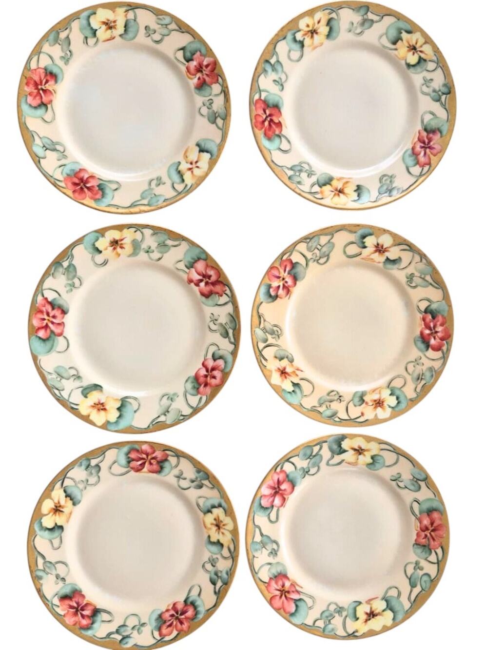 Antique Limoges France Dessert Salad Plates Set of 6 Hand Painted 1850 -1900